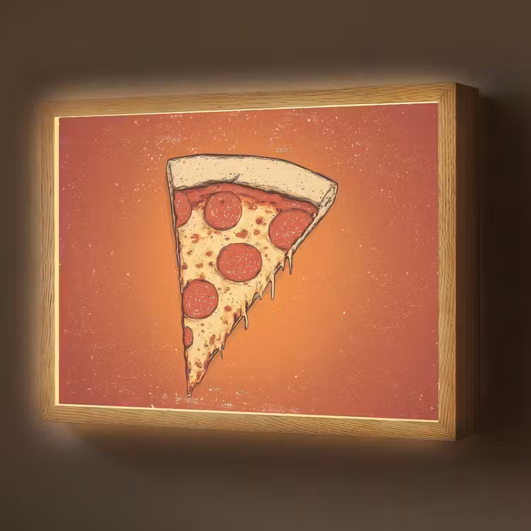 Pizza - Kaas - Rood - Pepperoni Light Box met batterij (Wandlamp) middel -z3d_website