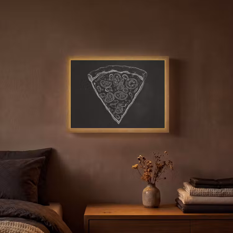 Pizzapunt - Toppings - Krijttekening Light Box met batterij (Wandlamp) middel -sfeer4