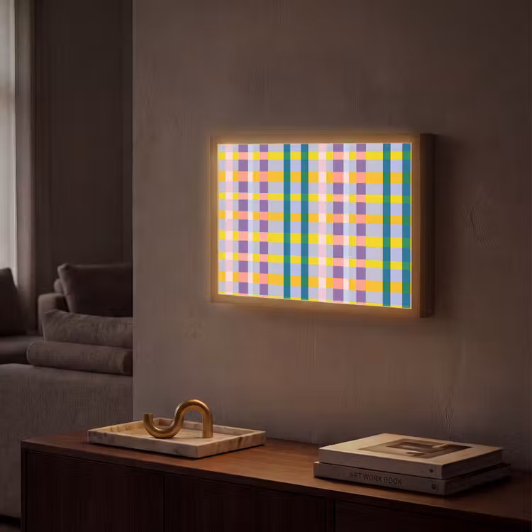 Ruit - Patroon - Kleurrijk Light Box met batterij (Wandlamp) middel 907 -sfeer1