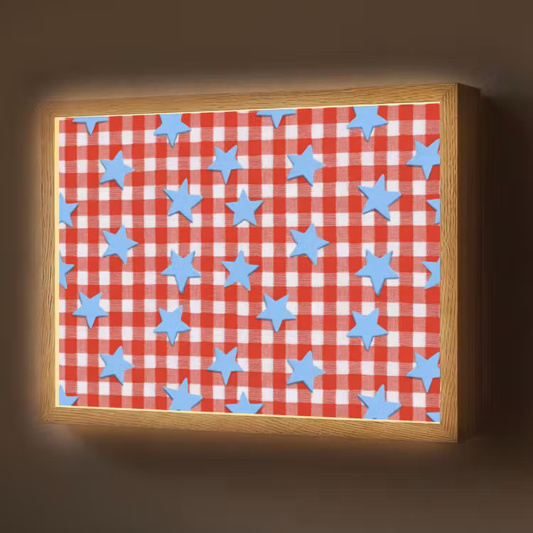 Ruit - Sterren - Rood Light Box met batterij (Wandlamp) middel 907 -z3d_website