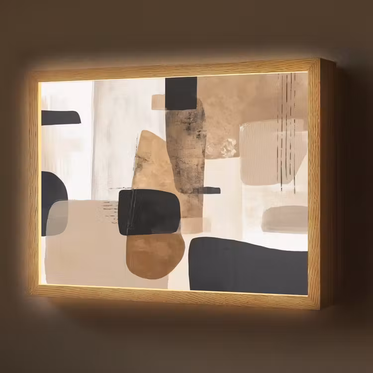 Vlakken - Abstract - Zwart - Strepen Light Box met batterij (Wandlamp) middel -z3d_website