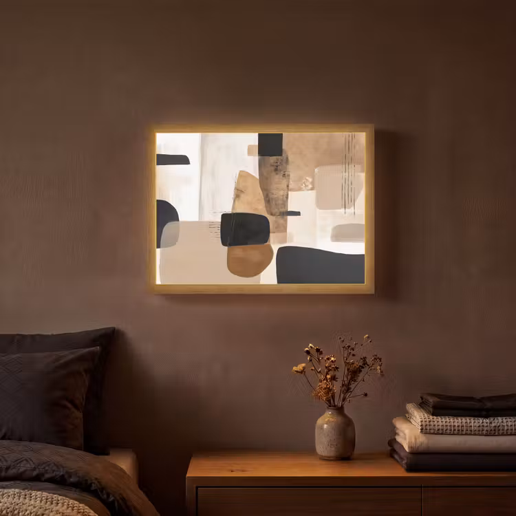 Vlakken - Abstract - Zwart - Strepen Light Box met batterij (Wandlamp) middel -sfeer4