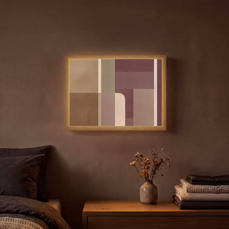 Vlakken - Abstract - Bordeaux - Lijnen Light Box met batterij (Wandlamp) middel -sfeer4