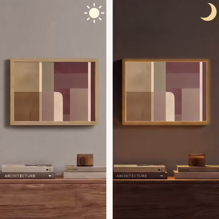 Vlakken - Abstract - Bordeaux - Lijnen Light Box met batterij (Wandlamp) middel -sfeer3