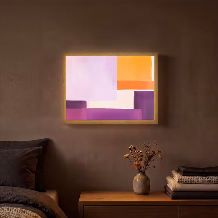 Vlakken - Abstract - Rechthoekig - Oranje Light Box met batterij (Wandlamp) middel -sfeer4