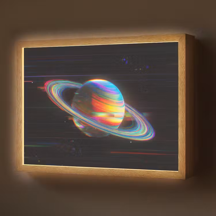 Planeet - Cirkel - Kleurrijk Light Box met batterij (Wandlamp) middel -z3d_website