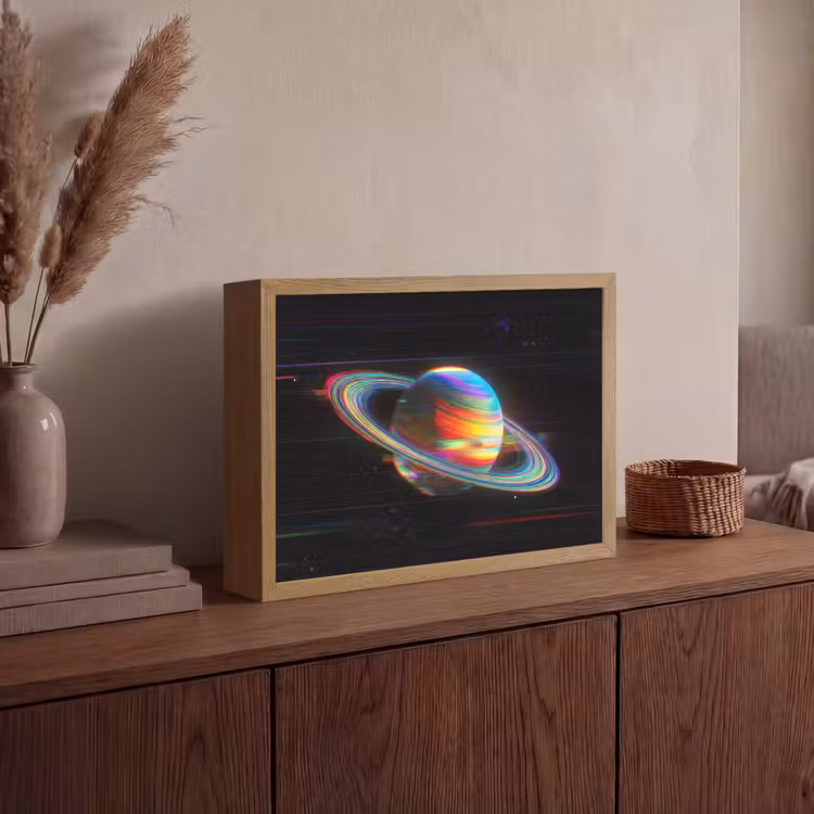 Planeet - Cirkel - Kleurrijk Light Box met batterij (Wandlamp) middel -sfeer2
