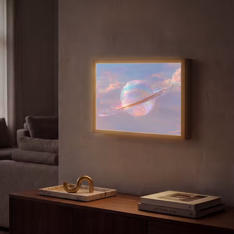 Planeet - Lucht - Wolken - Pasteltinten Light Box met batterij (Wandlamp) middel -sfeer1