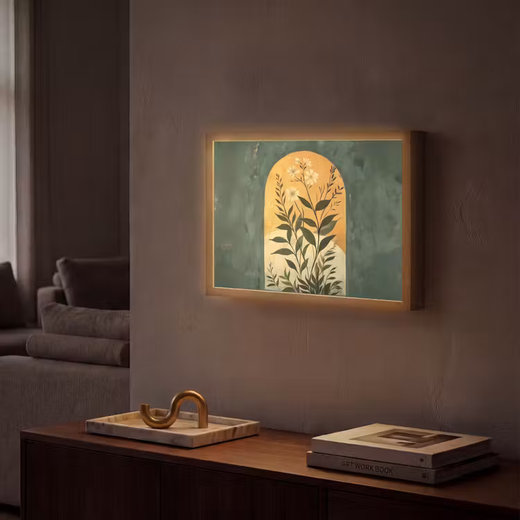 Plant - Bloemen - Wit Light Box met batterij (Wandlamp) middel -sfeer1