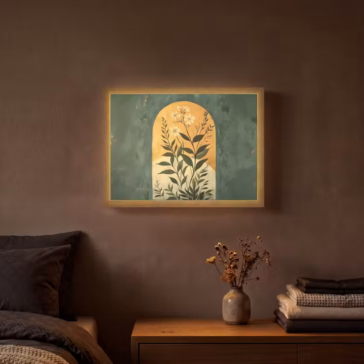 Plant - Bloemen - Wit Light Box met batterij (Wandlamp) middel -sfeer4
