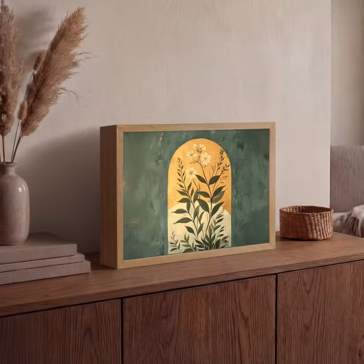Plant - Bloemen - Wit Light Box met batterij (Wandlamp) middel -sfeer2