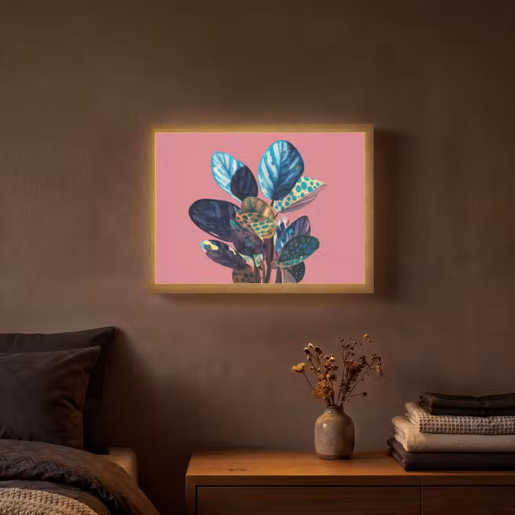Plant - Bladeren - Stippen - Abstract Light Box met batterij (Wandlamp) middel -sfeer4