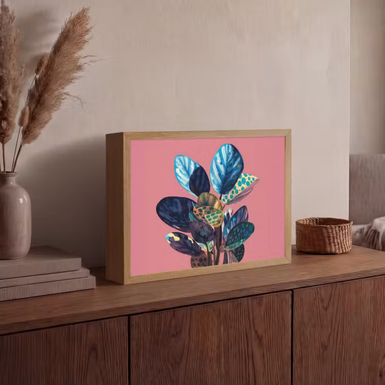 Plant - Bladeren - Stippen - Abstract Light Box met batterij (Wandlamp) middel -sfeer2