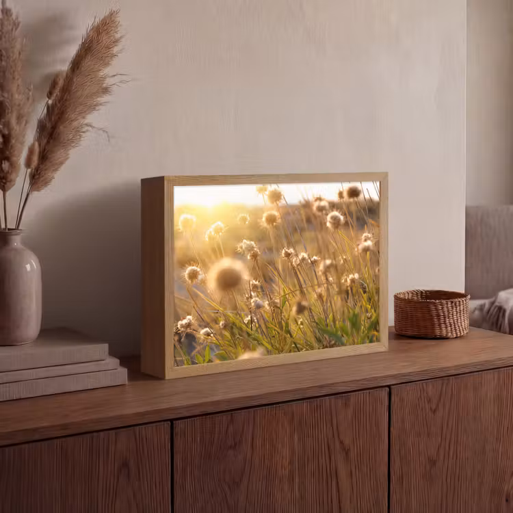 Planten - Natuur - Bloemen - Zon - Horizon Light Box met batterij (Wandlamp) middel -sfeer2