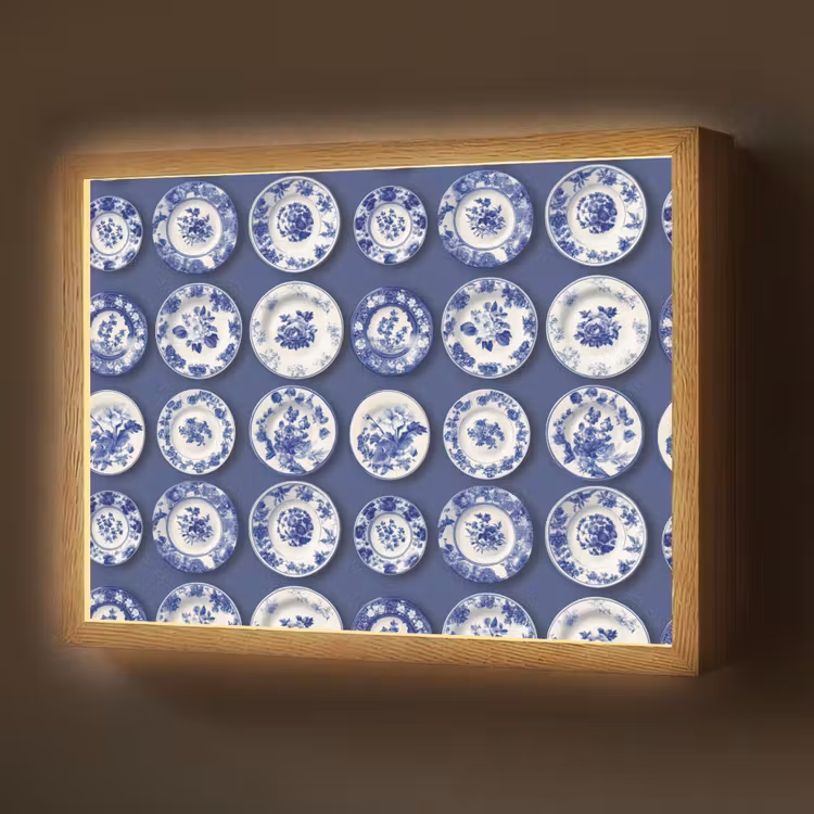 Borden - Floraal - Blauw Light Box met batterij (Wandlamp) middel 907 -z3d_website