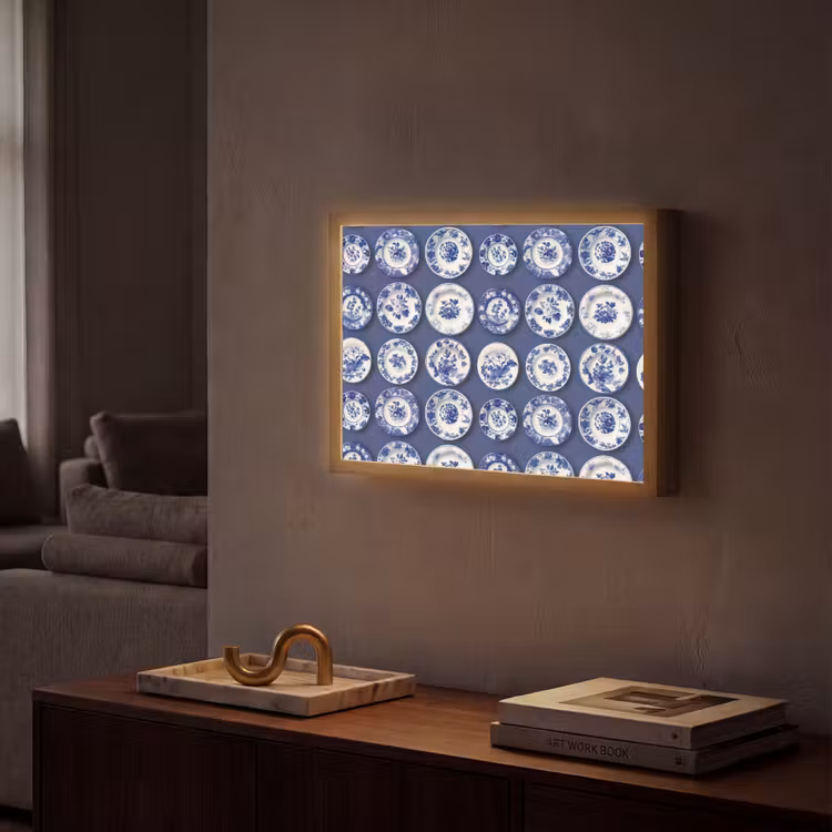 Borden - Floraal - Blauw Light Box met batterij (Wandlamp) middel 907 -sfeer1