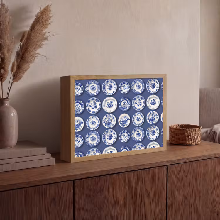 Borden - Floraal - Blauw Light Box met batterij (Wandlamp) middel 907 -sfeer2