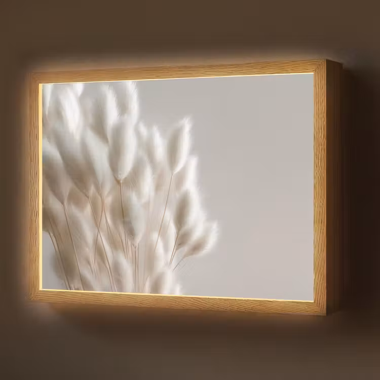 Pluimen - Beige - Minimalistisch Light Box met batterij (Wandlamp) middel -z3d_website
