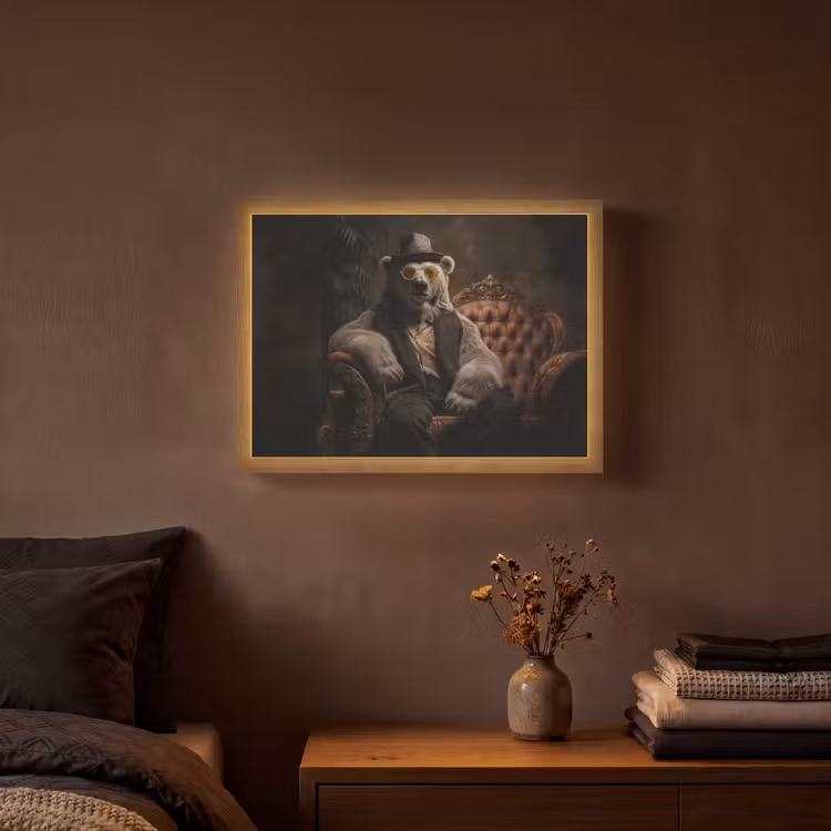 Ijsbeer - Hoed - Bril - Stoel Light Box met batterij (Wandlamp) middel -sfeer4