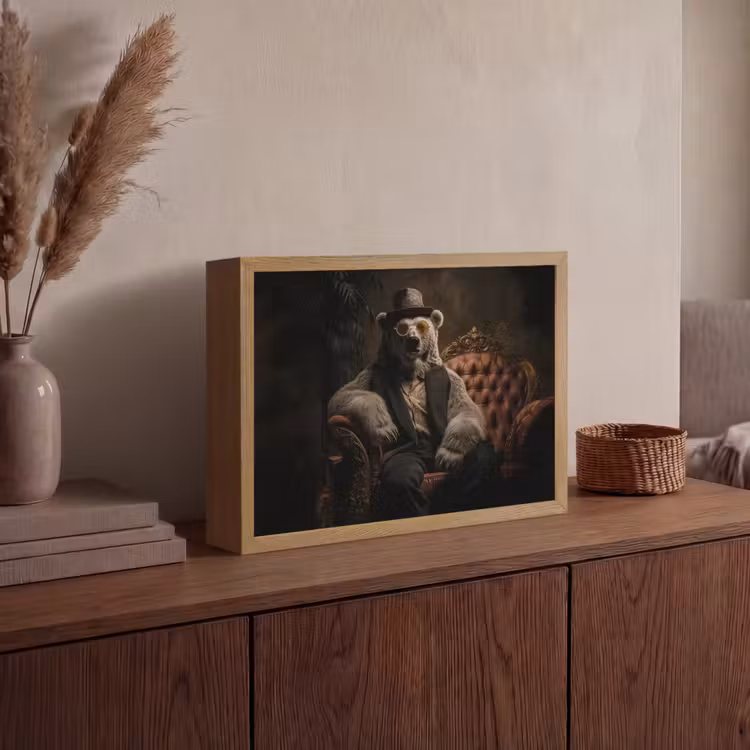 Ijsbeer - Hoed - Bril - Stoel Light Box met batterij (Wandlamp) middel -sfeer2