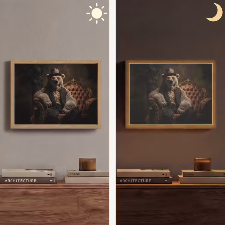 Ijsbeer - Hoed - Bril - Stoel Light Box met batterij (Wandlamp) middel -sfeer3