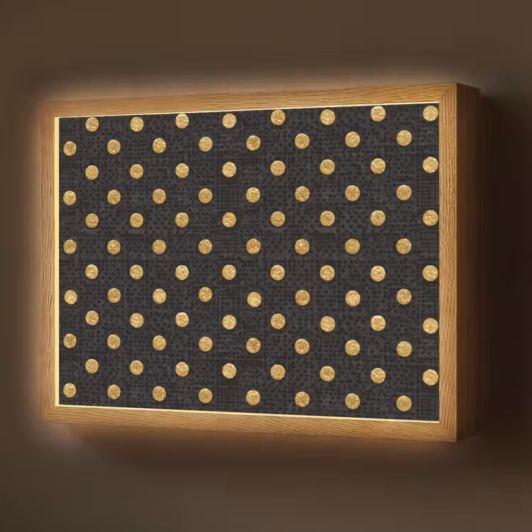 Polka Dot - Stippen - Goud - Zwart Light Box met batterij (Wandlamp) middel 907 -z3d_website