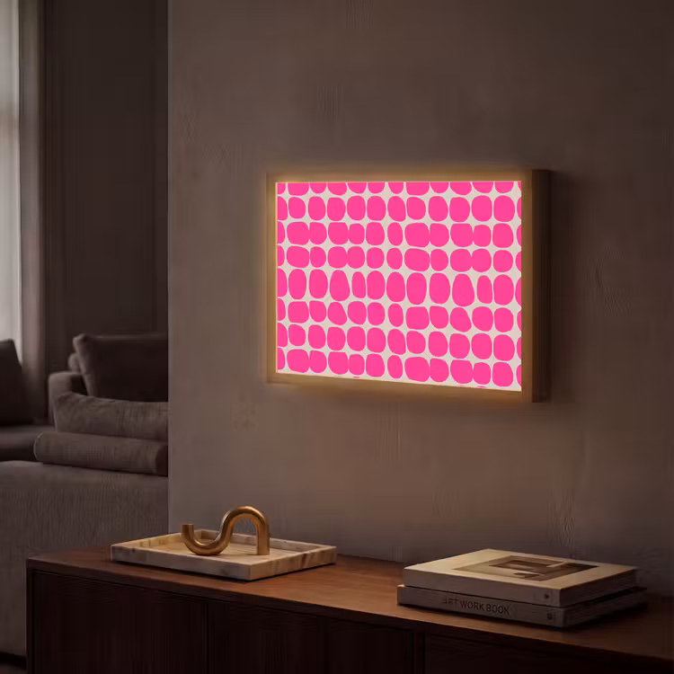 Stippen - Patroon - Roze Light Box met batterij (Wandlamp) middel 907 -sfeer1