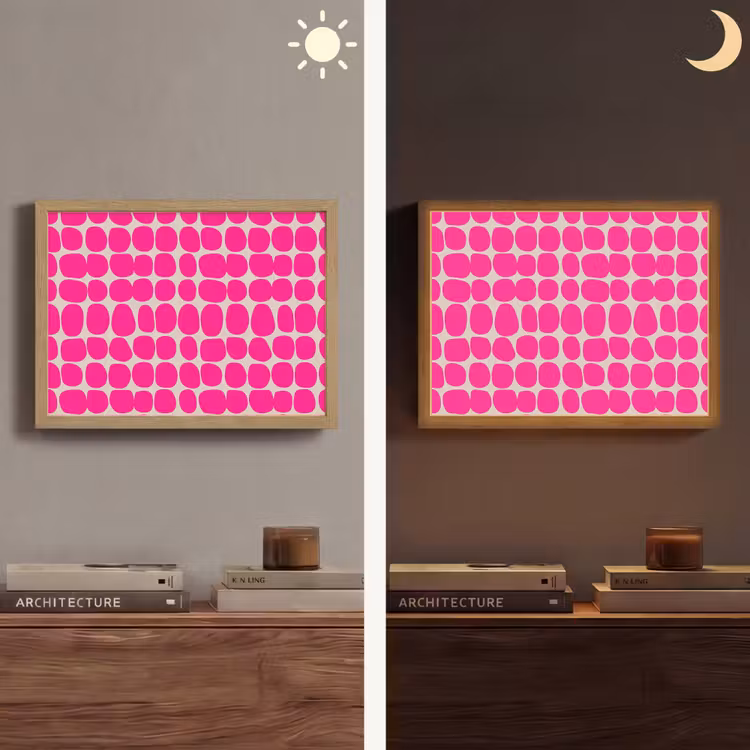 Stippen - Patroon - Roze Light Box met batterij (Wandlamp) middel 907 -sfeer3