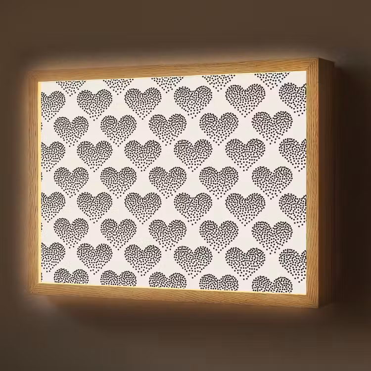 Polka - Stippen - Wit - Zwart Light Box met batterij (Wandlamp) middel 907 -z3d_website