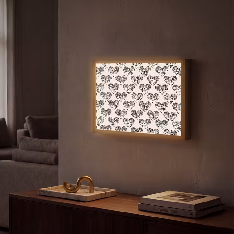 Polka - Stippen - Wit - Zwart Light Box met batterij (Wandlamp) middel 907 -sfeer1