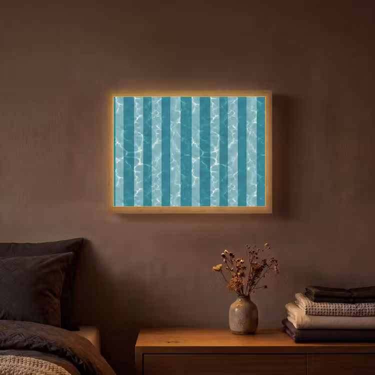 Zwembad - Strepen - Groen Light Box met batterij (Wandlamp) middel 907 -sfeer4