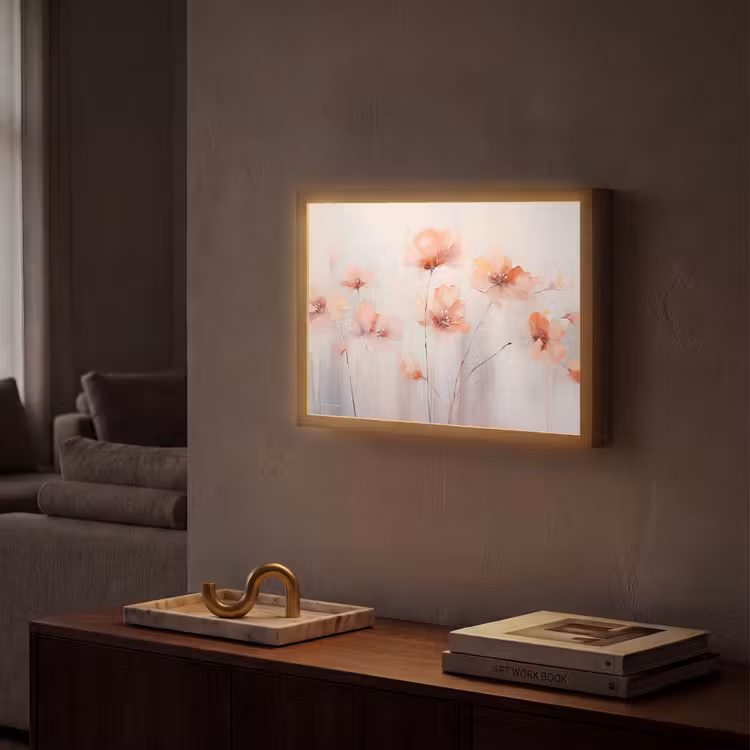 Klaproos - Bloemen - Kunst - Abstract - Watercolor Light Box met batterij (Wandlamp) middel -sfeer1