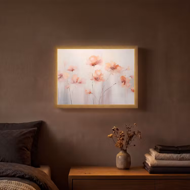Klaproos - Bloemen - Kunst - Abstract - Watercolor Light Box met batterij (Wandlamp) middel -sfeer4