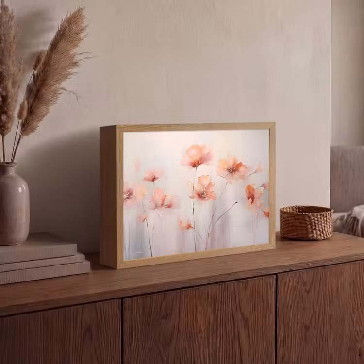 Klaproos - Bloemen - Kunst - Abstract - Watercolor Light Box met batterij (Wandlamp) middel -sfeer2