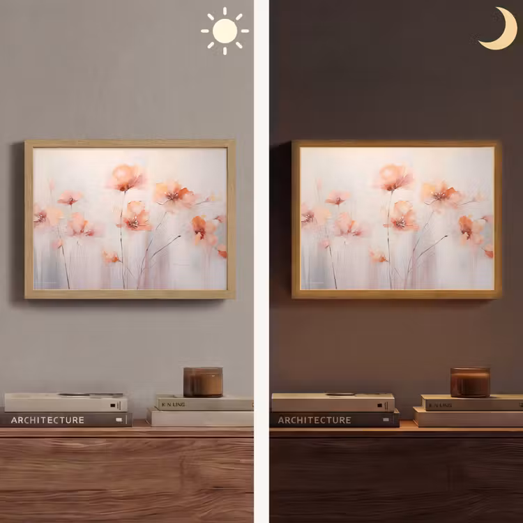 Klaproos - Bloemen - Kunst - Abstract - Watercolor Light Box met batterij (Wandlamp) middel -sfeer3