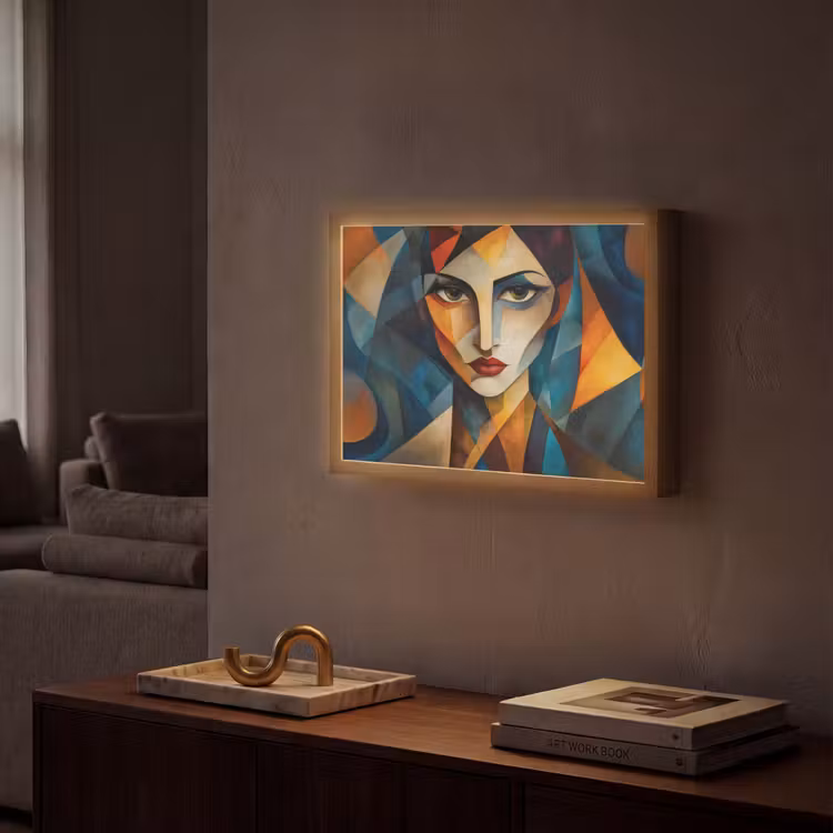 Portret - Abstract - Vormen Light Box met batterij (Wandlamp) middel -sfeer1