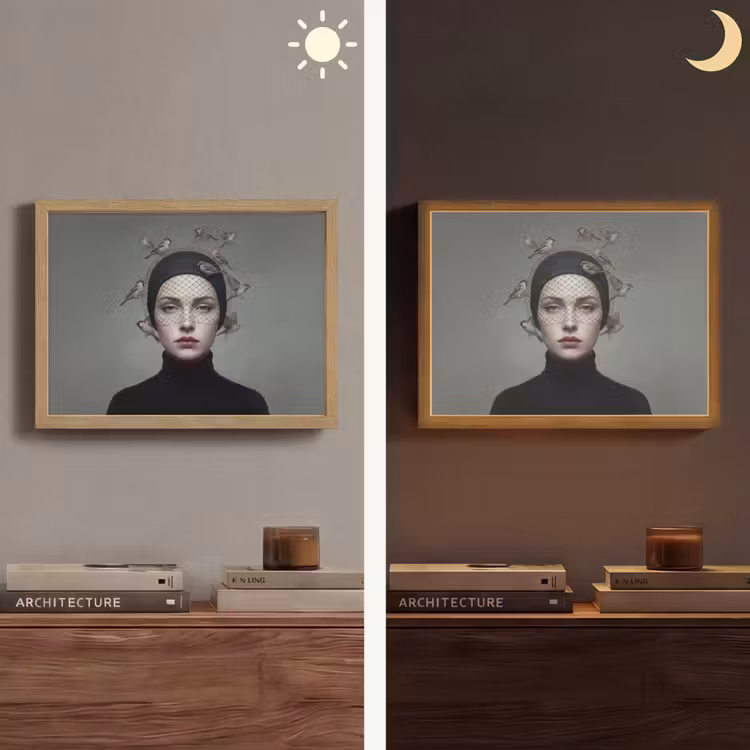 Portret - Vogels - Zwart Light Box met batterij (Wandlamp) middel -sfeer3
