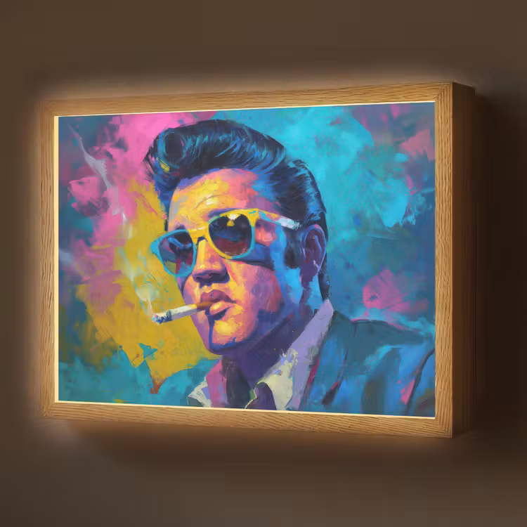 Portret - Sigaret - Kleurrijk - Bril Light Box met batterij (Wandlamp) middel -z3d_website