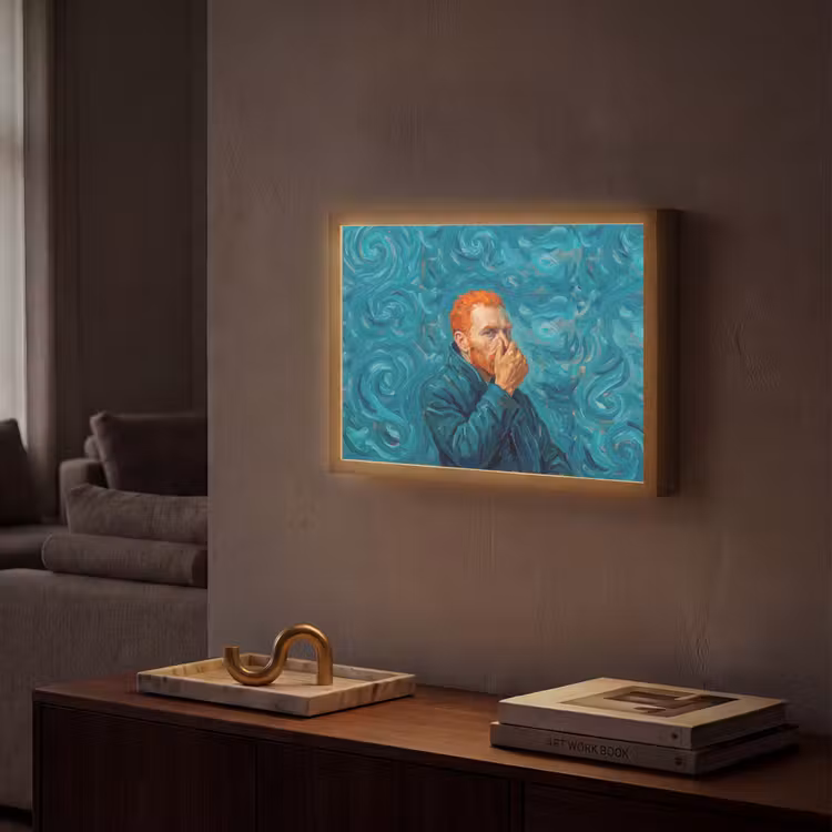 Portret - Klassiek - Blauw Light Box met batterij (Wandlamp) middel -sfeer1