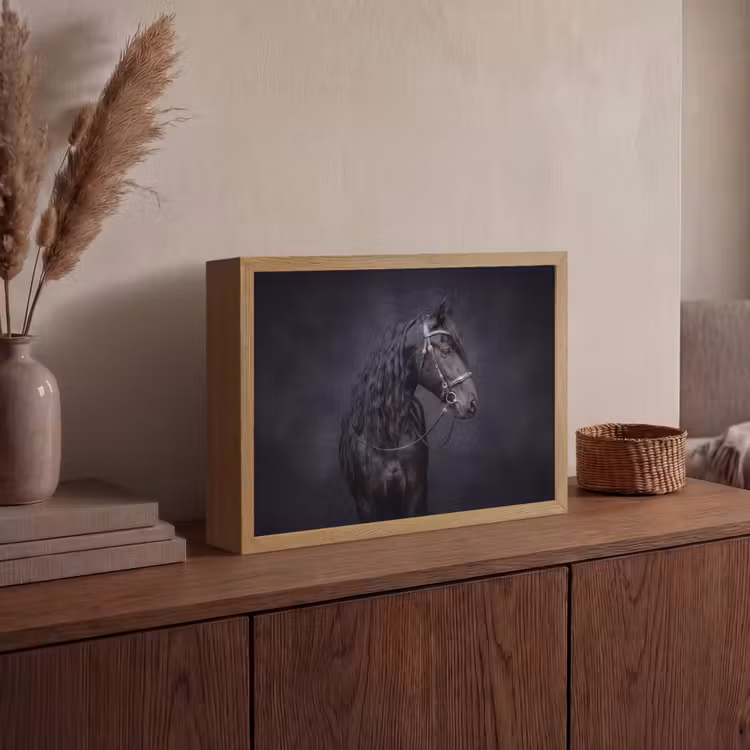 Portret - Paard - Donker Light Box met batterij (Wandlamp) middel -sfeer2