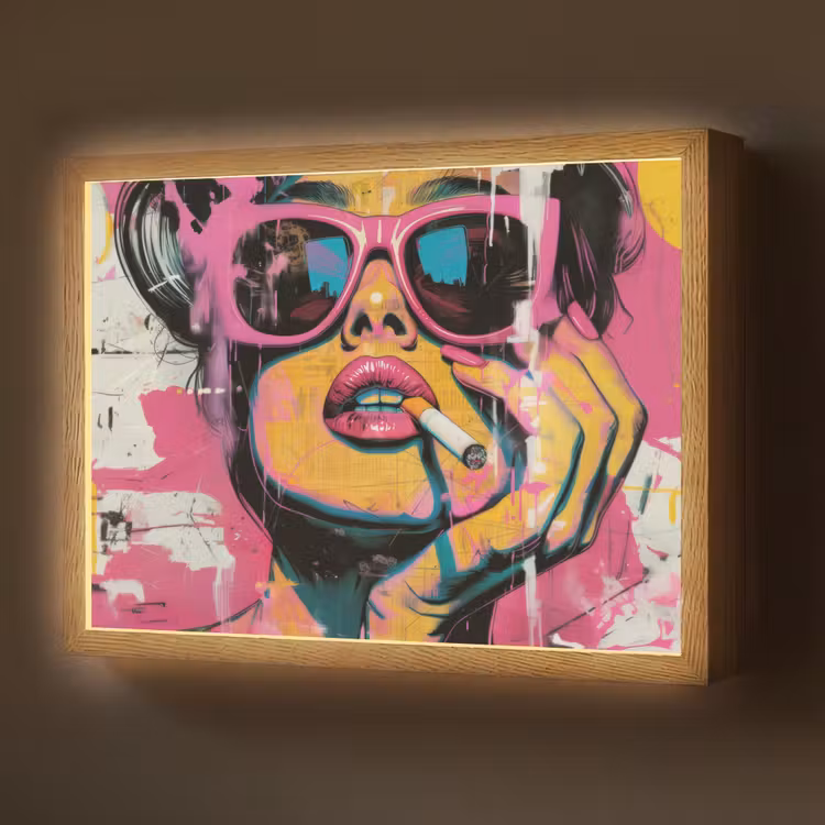 Portret - Vrouw - Abstract - Zonnebril Light Box met batterij (Wandlamp) middel -z3d_website