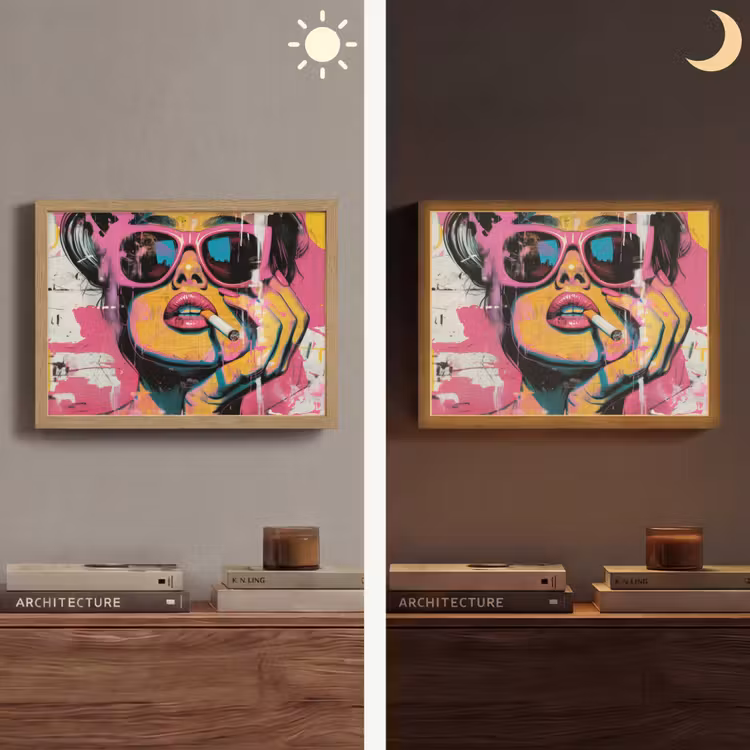 Portret - Vrouw - Abstract - Zonnebril Light Box met batterij (Wandlamp) middel -sfeer3