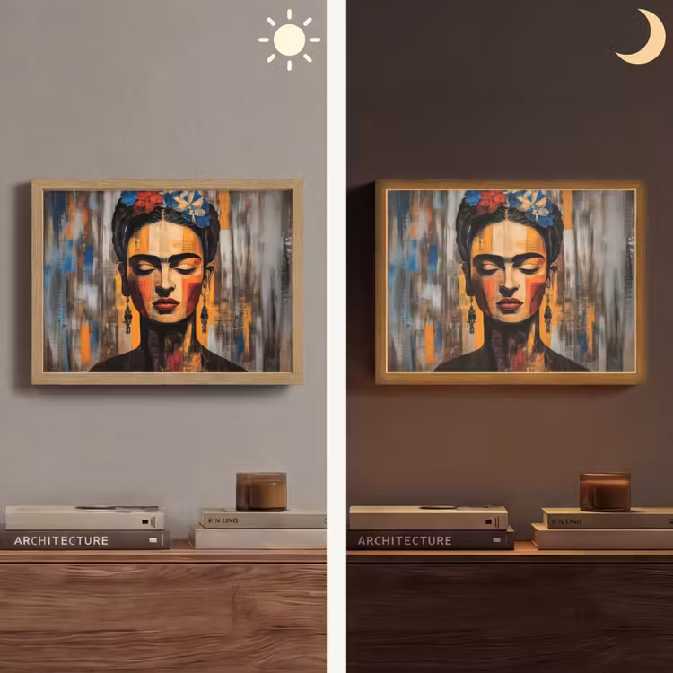 Portret - Vrouw - Bloemen Light Box met batterij (Wandlamp) middel -sfeer3