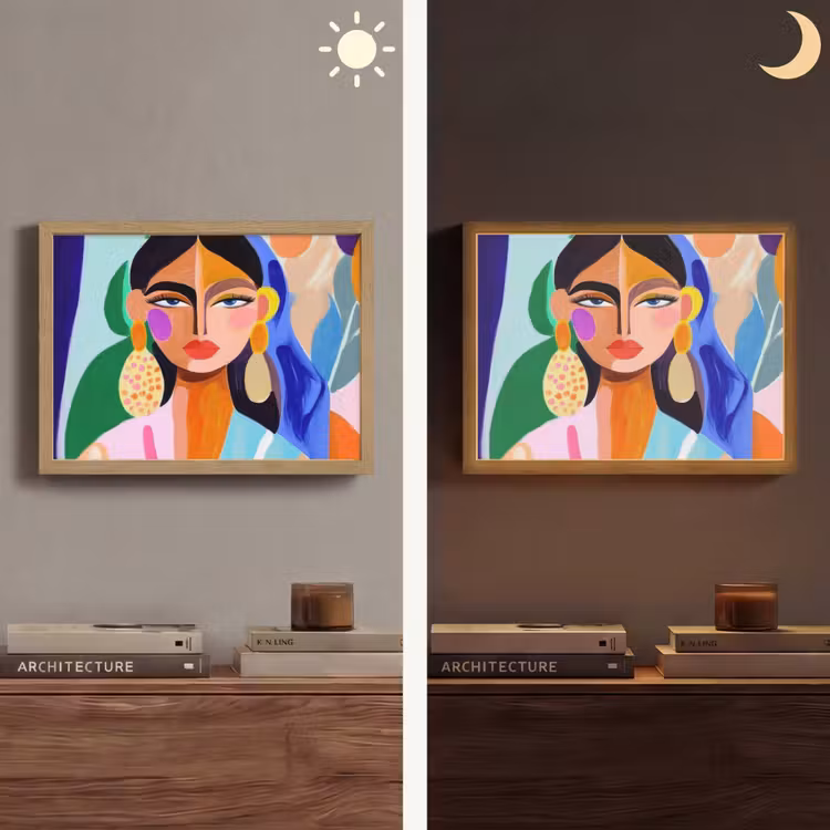 Portret - Vrouw - Modern Light Box met batterij (Wandlamp) middel -sfeer3