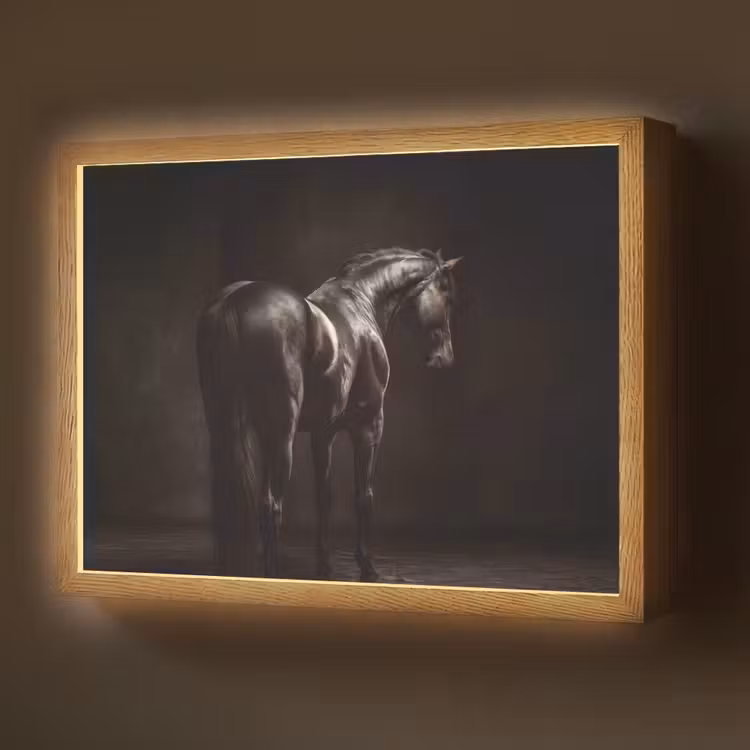Krachtig - Paard - Donker Light Box met batterij (Wandlamp) middel -z3d_website