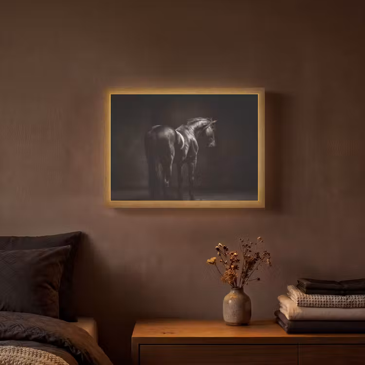 Krachtig - Paard - Donker Light Box met batterij (Wandlamp) middel -sfeer4