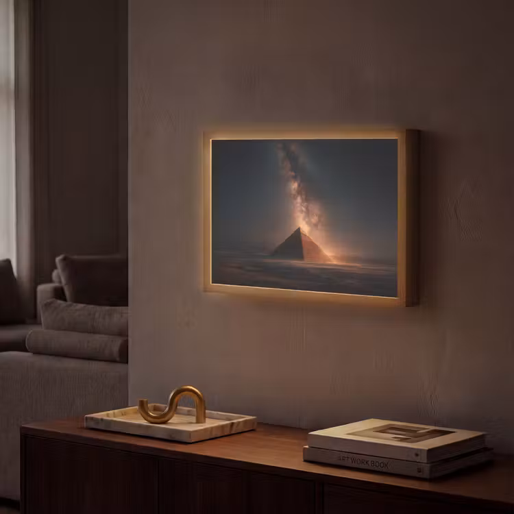 Piramide - Woestijn - Licht Light Box met batterij (Wandlamp) middel -sfeer1