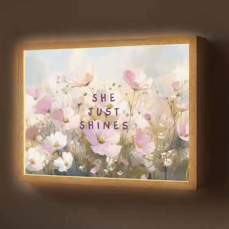 Quote - Bloemen - Schilderachtig Light Box met batterij (Wandlamp) middel -z3d_website
