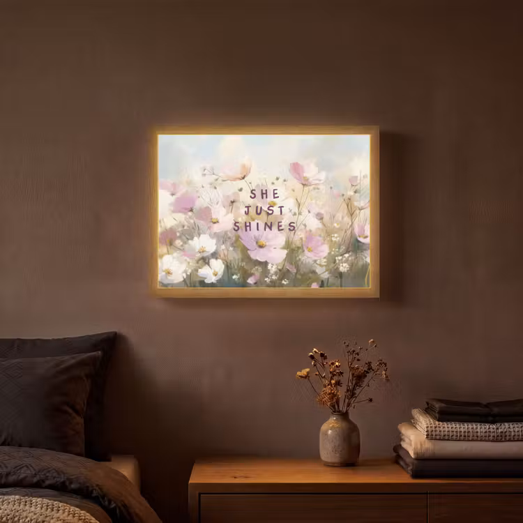 Quote - Bloemen - Schilderachtig Light Box met batterij (Wandlamp) middel -sfeer4
