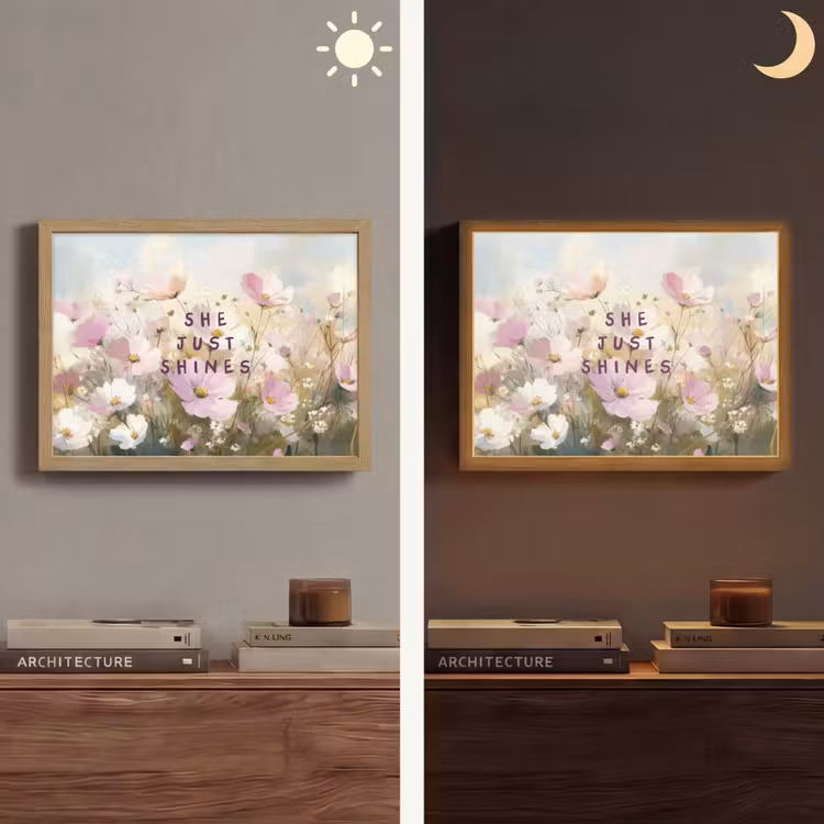 Quote - Bloemen - Schilderachtig Light Box met batterij (Wandlamp) middel -sfeer3